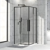 Cabina de dus BR6631CA 90X90cm, Sticla Securizata 6mm, Profil Aluminiu Negru, Usi Culisante-Diplon